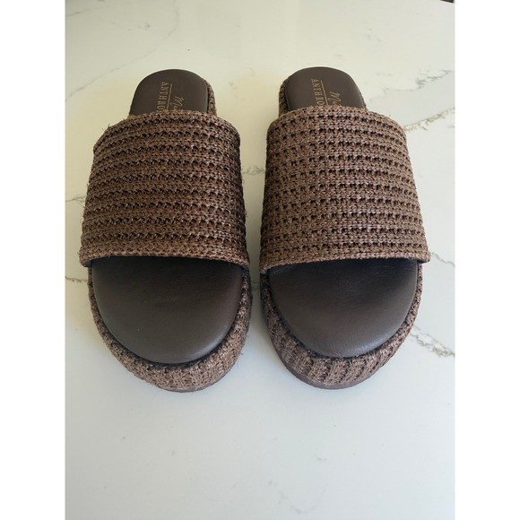 Matisse x Anthropologie Shoes - Matisse Anthropologie Brown Woven Raffia Platform Slide Sandals Womens